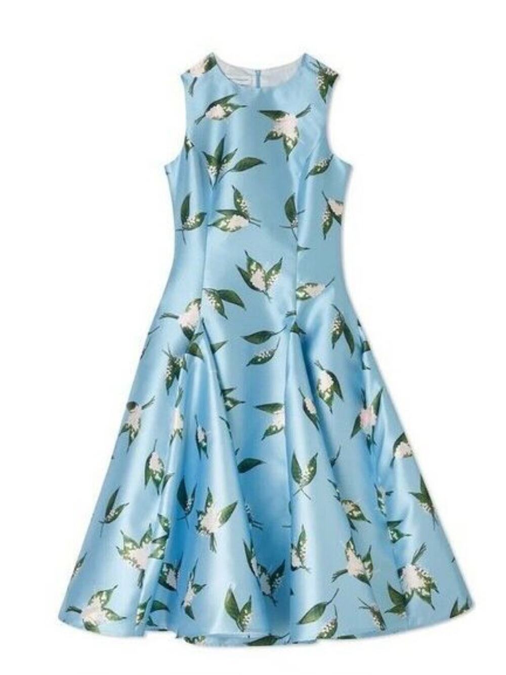 Molly Moorkamp Charlotte Lily of the Valley Midi Dress in Silk Gazar blue 8